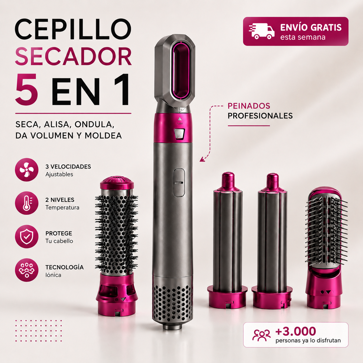 Cepillo Secador 5 en 1 Volumix™
